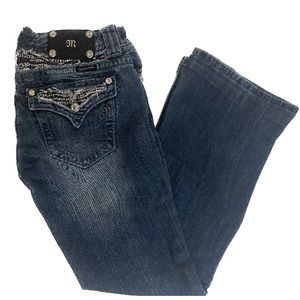 Miss Me Signature Boot Cut Mid Rise Rhinestone & Sequins Vintage Western sz 29